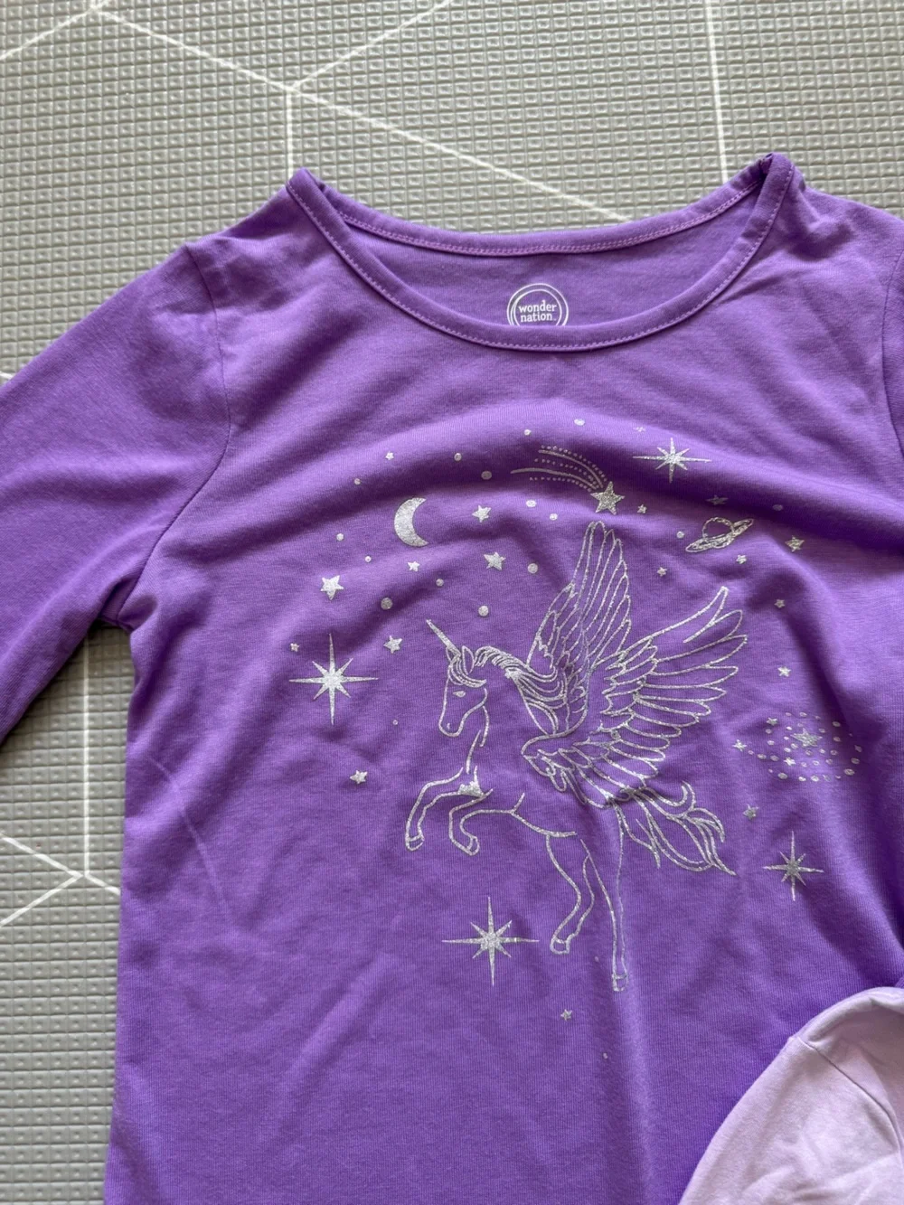 Justice|Big girl two tops-Purple Unicorn Graphic Long Sleeve & glitter tee•••